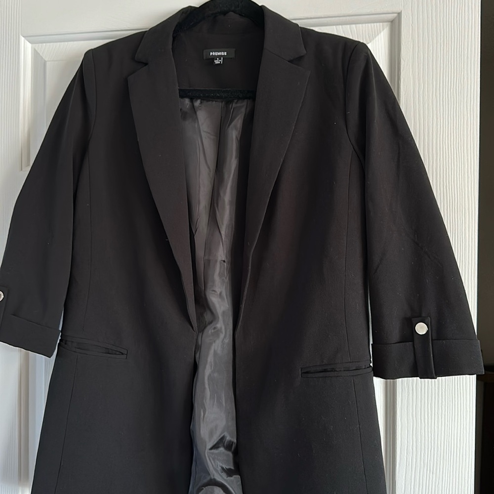 Black Cropped Sleeve Blazer